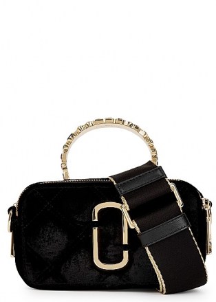 MARC JACOBS The Snapshot velvet cross-body bag / luxe crossbody bags / crystal embellished top handle - flipped