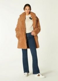 L.K. BENNETT MIA CAMEL SHEARLING COAT ~ light brown luxe coats