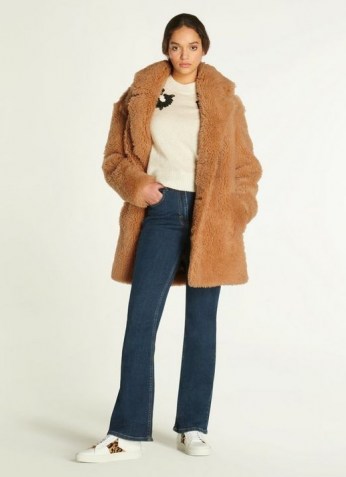 L.K. BENNETT MIA CAMEL SHEARLING COAT ~ light brown luxe coats - flipped