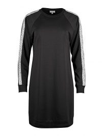 Mono Animal Spot Tape Black Sweatshirt Jumper Dress / stripe sleeve sweat dresses