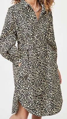 MUNTHE Salvia Dress ~ leopard print shirt dresses ~ curved hem - flipped