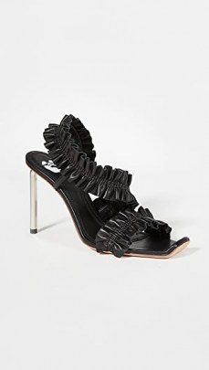 Off-White Nappa Sandals / black ruffled high heels - flipped