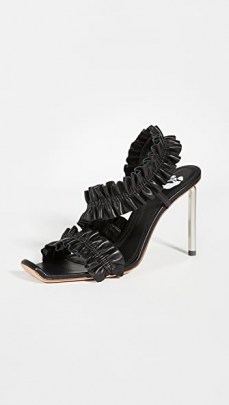 Off-White Nappa Sandals / black ruffled high heels