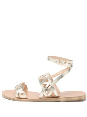 ANCIENT GREEK SANDALS Ostria cut-out leather sandals | strappy metallic gold flats