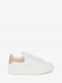 Jennifer Lopez white and pink thick sole trainers, Alexander McQueen Oversized Sneaker in Patchouli, out in New York, 29 December 2020 | celebrity sneakers | street style USA