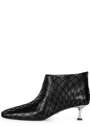 PACIOTTI Baby Lux 50 black leather ankle boots / fishnet overlay booties - flipped