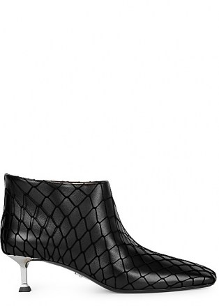 PACIOTTI Baby Lux 50 black leather ankle boots / fishnet overlay booties