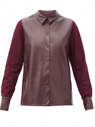 ROKSANDA Paden faux-leather and jersey shirt ~ burgundy shirts