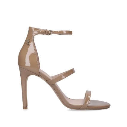 KURT GEIGER LONDON PARK LANE CAMEL ~ triple strap stiletto heels - flipped