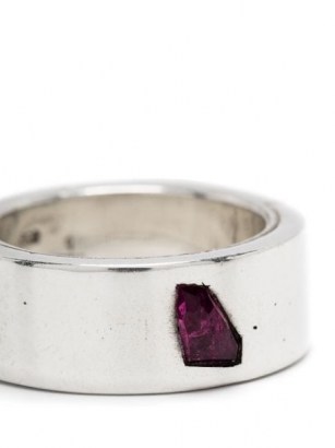 Parts of Four Sistema band ring | wide sterling silver and ruby rings - flipped