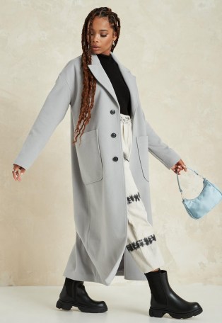 MISSGUIDED petite grey oversized long coat ~ longline coats for petites - flipped