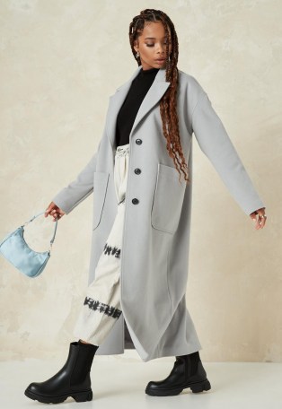 MISSGUIDED petite grey oversized long coat ~ longline coats for petites