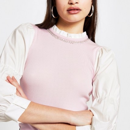 River Island Pink embellished knitted top - flipped