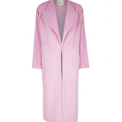 RIVER ISLAND Pink longline coat ~ long open front coats - flipped