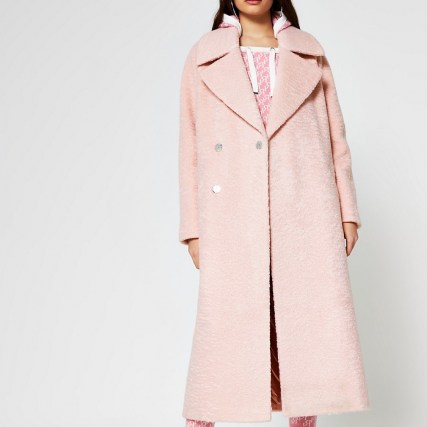 RIVER ISLAND Pink oversized longline coat / luxe style winter coats - flipped