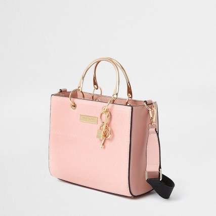 RIVER ISLAND Pink RI embossed monogram tote bag ~ bags ~ handbags ~ top handle