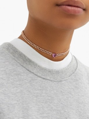 SHAY Pink sapphire & 18kt rose-gold necklace ~ luxe choker necklaces - flipped