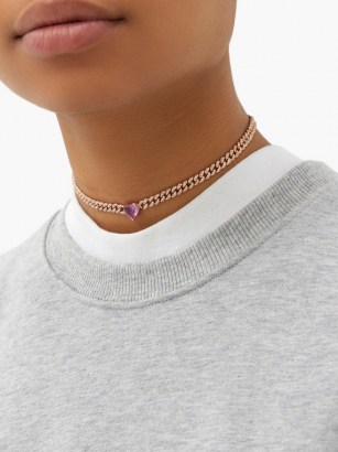 SHAY Pink sapphire & 18kt rose-gold necklace ~ luxe choker necklaces