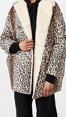 R13 Hunting Coat Tan Leopard – animal print winter coats - flipped