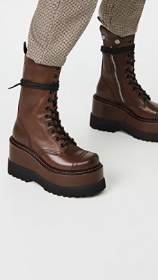 R13 Brown leather platform Boots - flipped