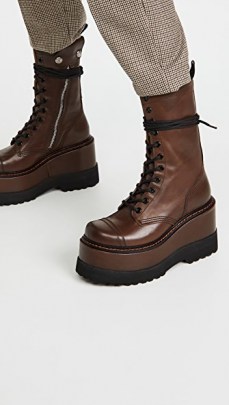 R13 Brown leather platform Boots