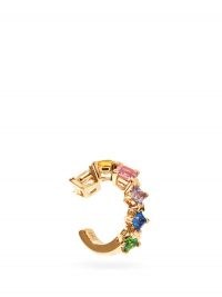 DIANE KORDAS Rainbow diamond, sapphire & 18kt gold ear cuff ~ multicoloured ear cuffs ~ gemstone jewellery