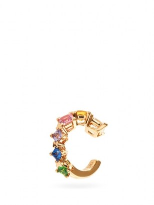 DIANE KORDAS Rainbow diamond, sapphire & 18kt gold ear cuff ~ multicoloured ear cuffs ~ gemstone jewellery - flipped
