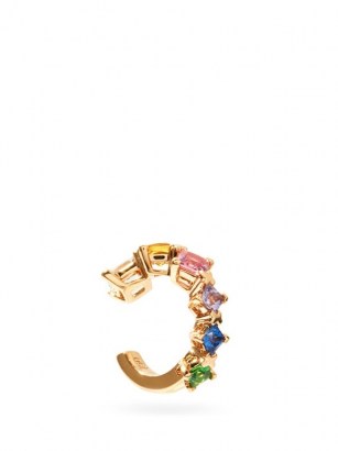 DIANE KORDAS Rainbow diamond, sapphire & 18kt gold ear cuff ~ multicoloured ear cuffs ~ gemstone jewellery