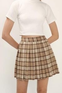 storets Ava Fuzzy Plaid Tennis Skirt / pleated checked skirts