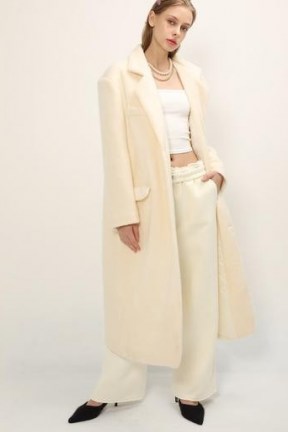 storets Remi Fuzzy Maxi Coat ~ longline oversized shoulder coats - flipped