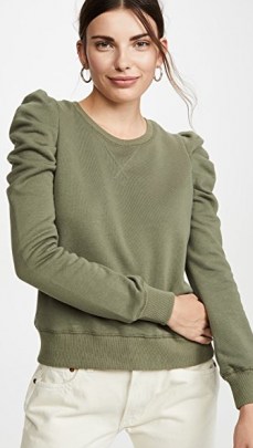 Rebecca Minkoff Janine Sweatshirt ~ green ruched sleeve sweatshirts