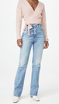 Reformation Relaxed Cashmere Wrap ~ blush side tie knitted tops - flipped