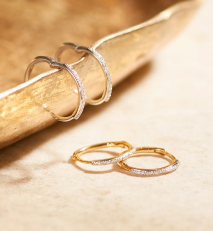Monica Vinader Riva Wave Medium Hoop Diamond Earrings 18ct Gold Plated Vermeil | luxe hoops - flipped