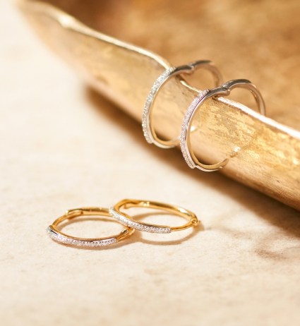 Monica Vinader Riva Wave Medium Hoop Diamond Earrings 18ct Gold Plated Vermeil | luxe hoops