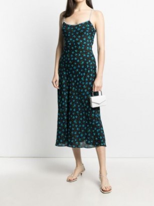 Rixo Holly floral-print satin slip dress | crystal trim cami strap dresses - flipped