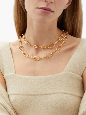 SOPHIE BUHAI Roman double chain-link 18kt gold-plated choker ~ chunky statement chokers ~ chain necklaces