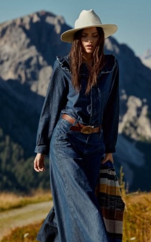 Dorothee Schumacher Romance Denim Blouse | blue frill detail blouses | boho fashion - flipped