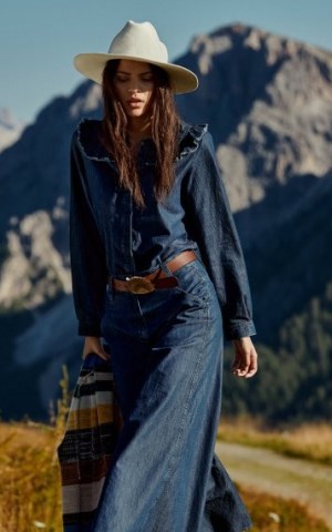 Dorothee Schumacher Romance Denim Blouse | blue frill detail blouses | boho fashion