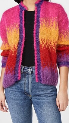 Rose Carmine Cardigan Mohair Sweater Violet Combo Tie Dye | bright cardigans - flipped