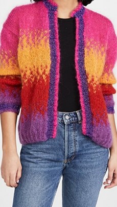 Rose Carmine Cardigan Mohair Sweater Violet Combo Tie Dye | bright cardigans