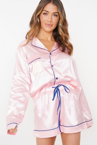 SAFFRON BARKER PINK PYJAMA SHORTS SET WITH GIFT BAG ~ nightwear sets ~ pyjamas - flipped