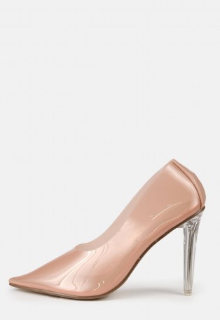 MISSGUIDED sand clear court heels ~ transparent courts - flipped