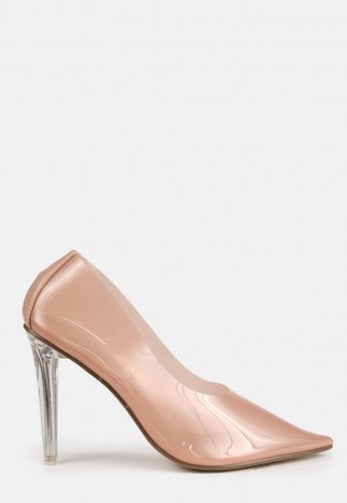 MISSGUIDED sand clear court heels ~ transparent courts