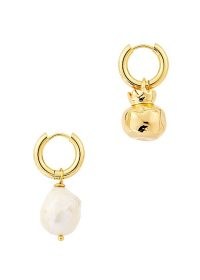 SANDRALEXANDRA Pomegranate and pearl 18kt gold-plated hoop earrings / mismatched drops / jewellery