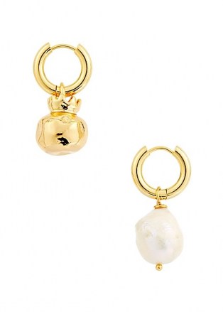 SANDRALEXANDRA Pomegranate and pearl 18kt gold-plated hoop earrings / mismatched drops / jewellery - flipped