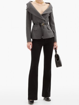 ALTUZARRA Serge mid-rise flared-leg twill trousers ~ chic black pants ~ essential wardrobe style - flipped