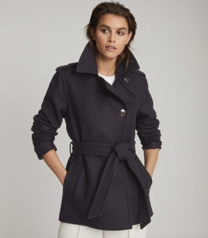 REISS SIA WOOL BLEND PEACOAT NAVY ~ stylish dark blue coats ~ essential wardrobe classics