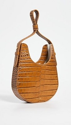S.Joon Teardrop Bag Camel croco ~ brown leather croc embossed handbag - flipped