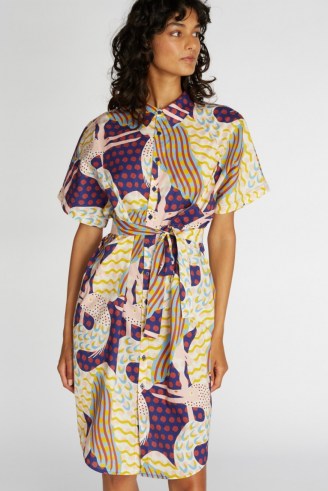 Camilla Perkins X Gorman STORK TALK KIMONO DRESS / bold bird prints / tie waist dresses - flipped