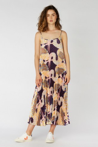 Camilla Perkins X Gorman STORK TALK PLEAT DRESS / bold bird print dresses